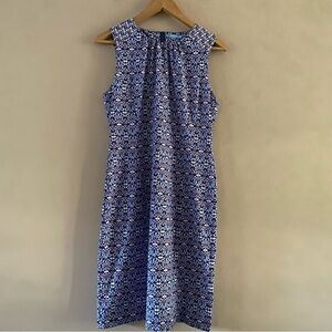 J. McLaughlin Catalina Cloth Blue Purple Paisley Zip Dress Resort Size LARGE